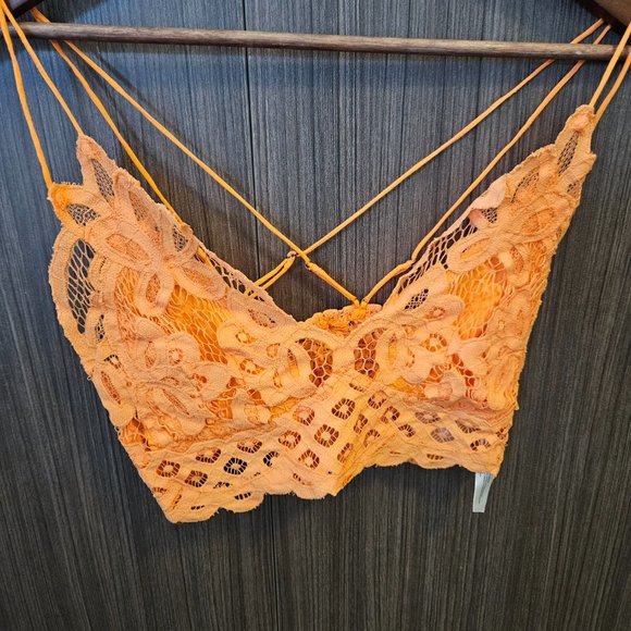 Free People Adella Bralette Neon Peach Women's Size ~ Medium - Picture 12 of 13